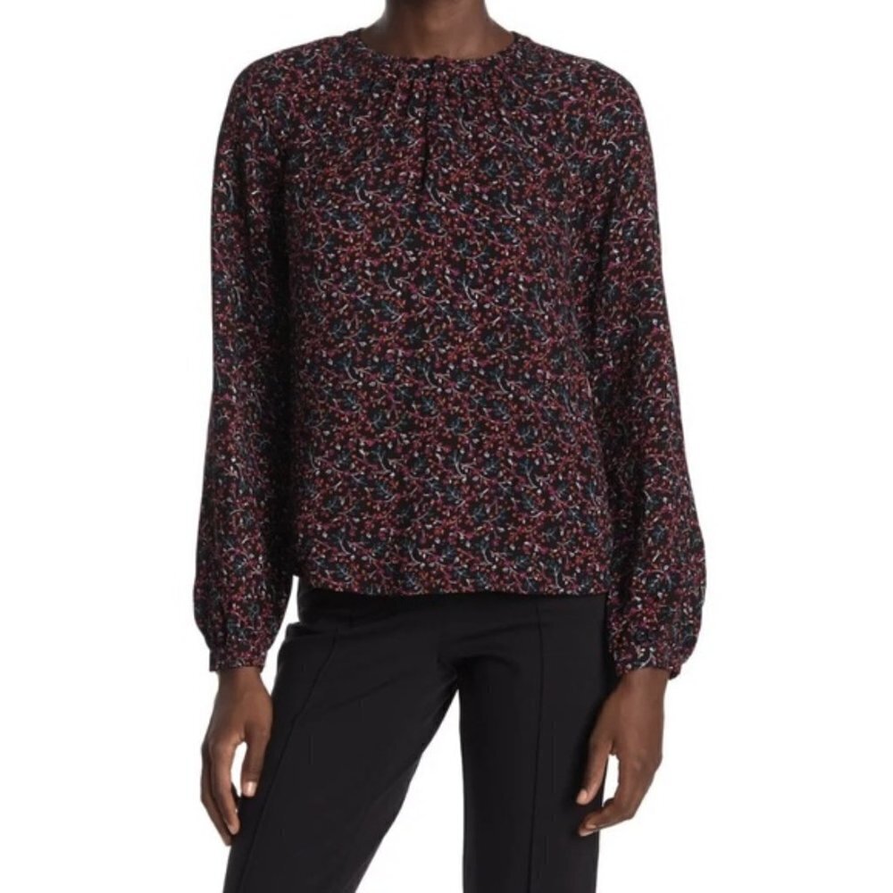 NWT Whistles Starflower Micro Floral Print Long Sleeve Blouse Sz. 0